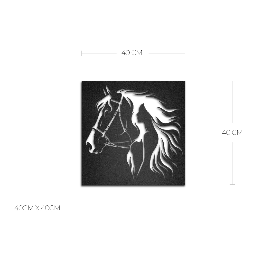 Cuadro decorativo de Metal Caballo y Silueta - Taula