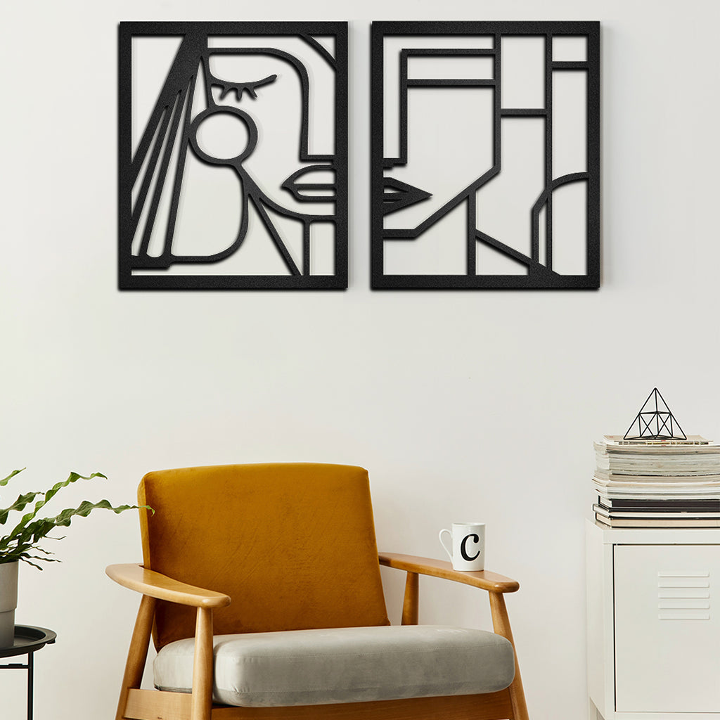 Cuadros decorativos de metal Rostros Abstractos 2 piezas - Taula