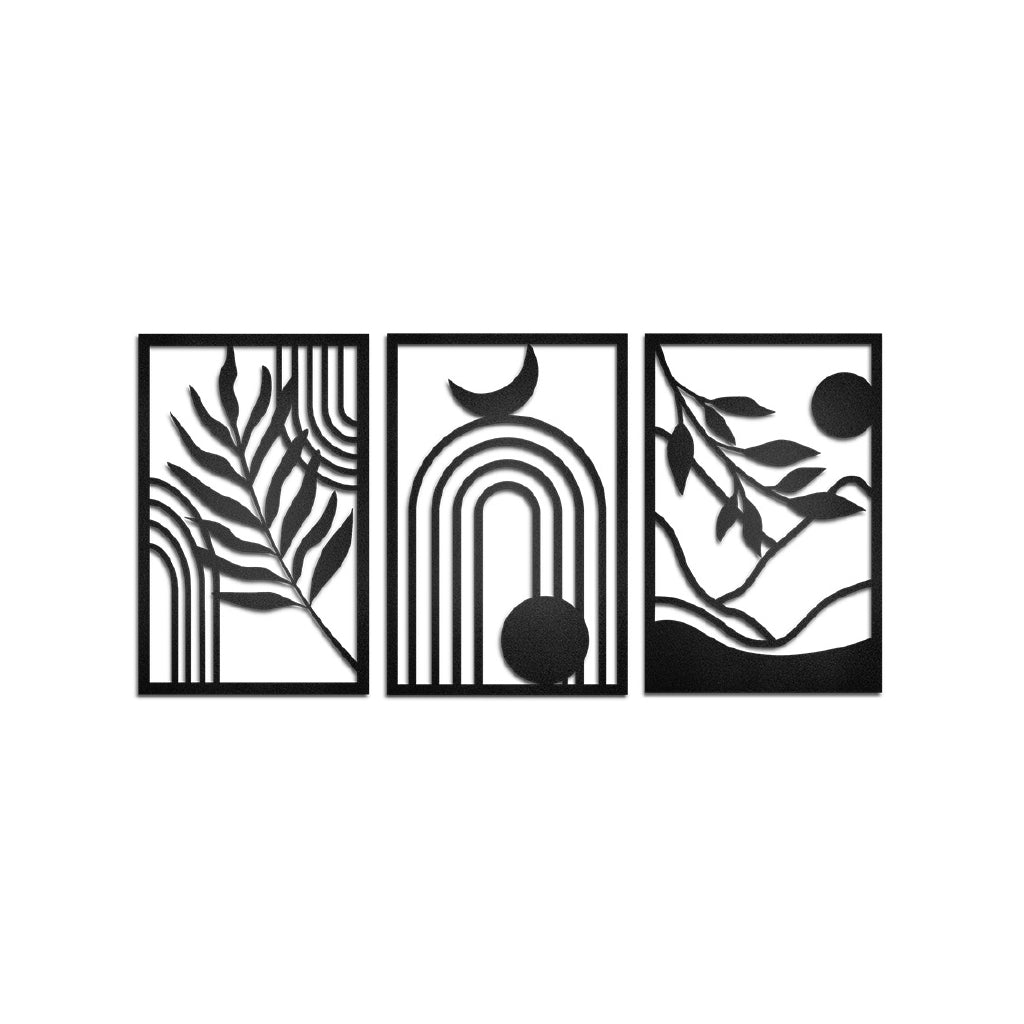 Cuadros decorativos en metal natural minimalista moderno 3 piezas - Taula