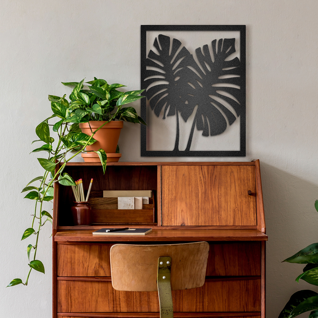 Cuadro decorativo hoja monstera en negro - Taula