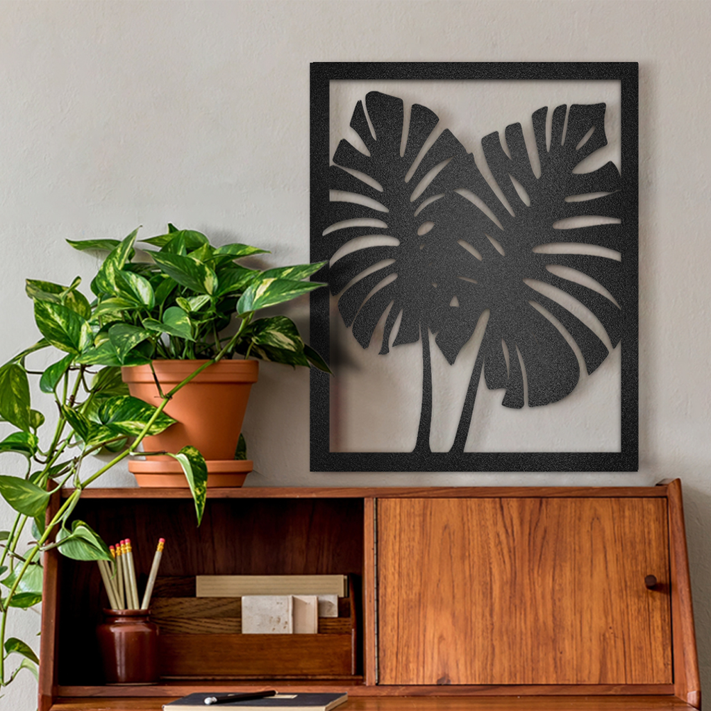 Cuadro decorativo hoja monstera en negro - Taula