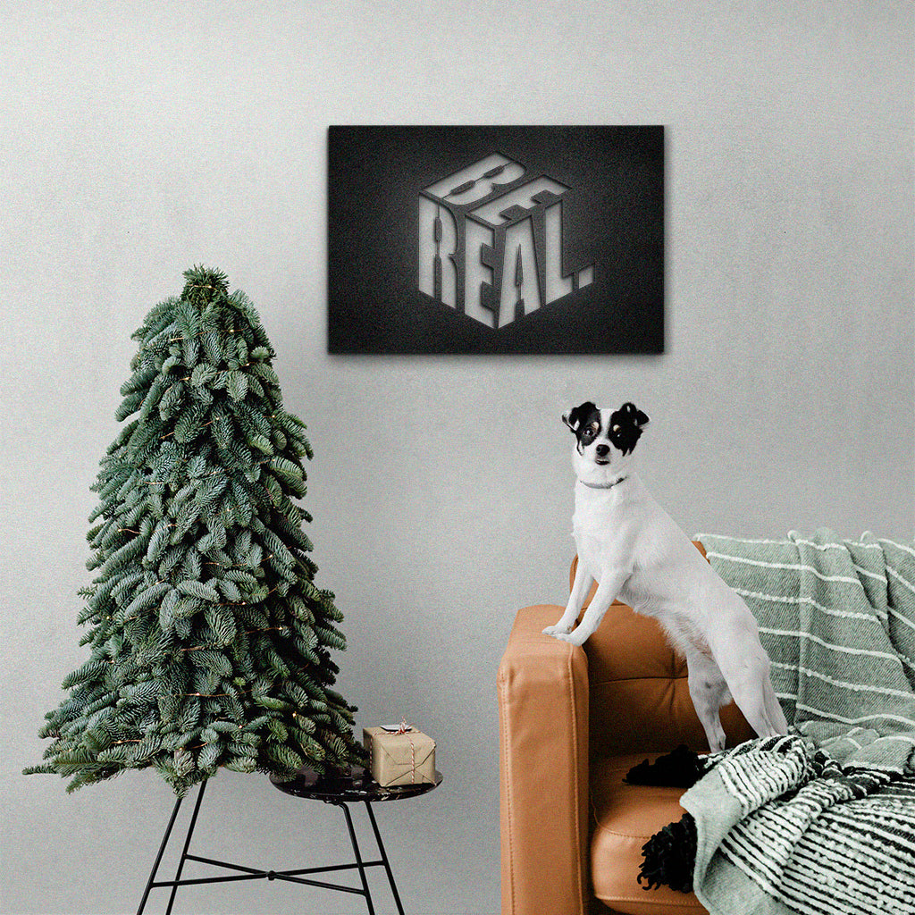 Cuadro decorativo en placa de metal “BE REAL” - Taula