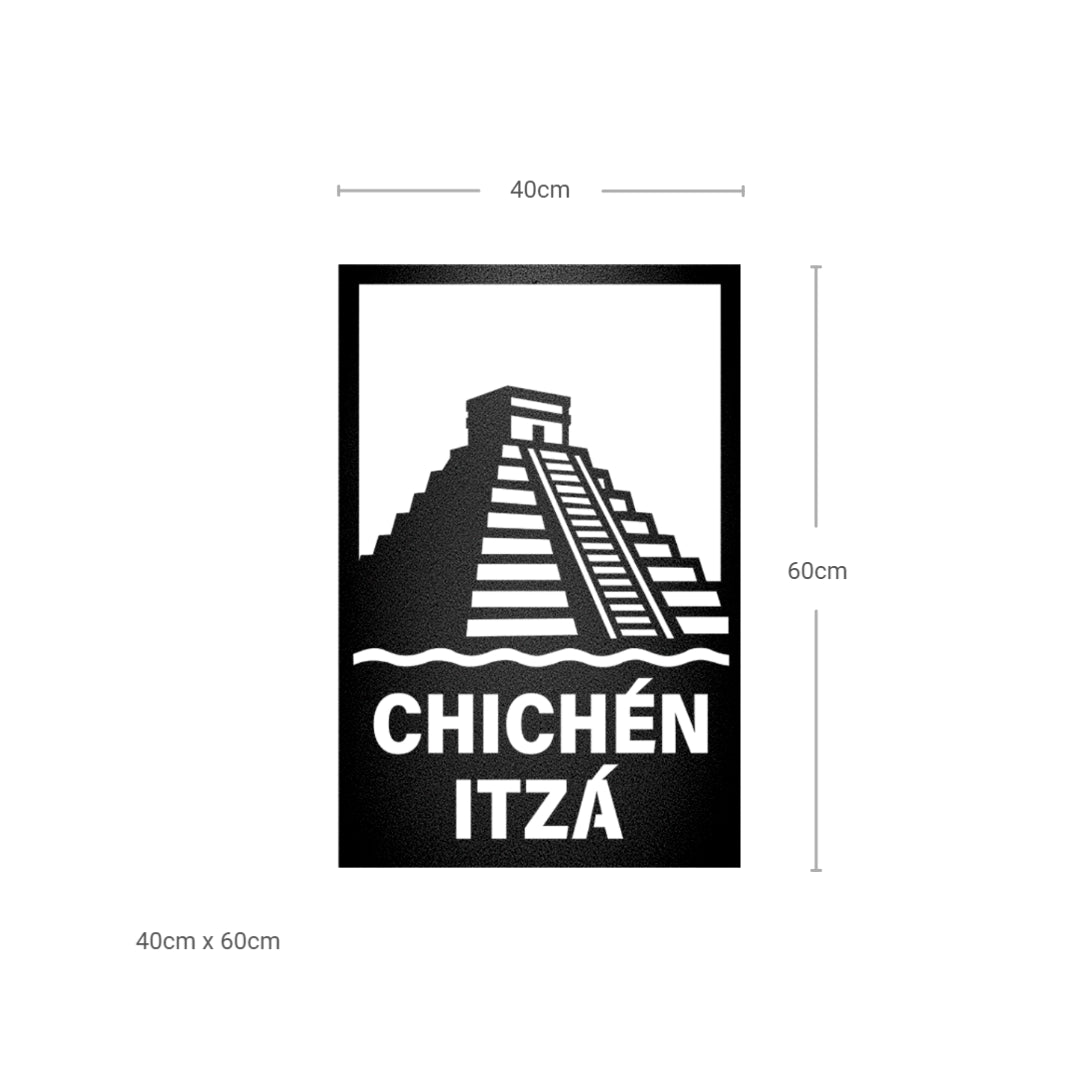 Cuadro Decorativo de Acero Chichén Itzá Estilo Moderno Negro Mate