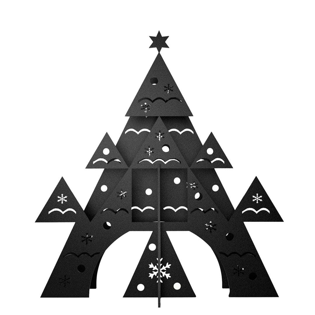 Adorno decorativo Árbol Navideño 3D Pino Frozen Estilo Minimalista Negro Mate