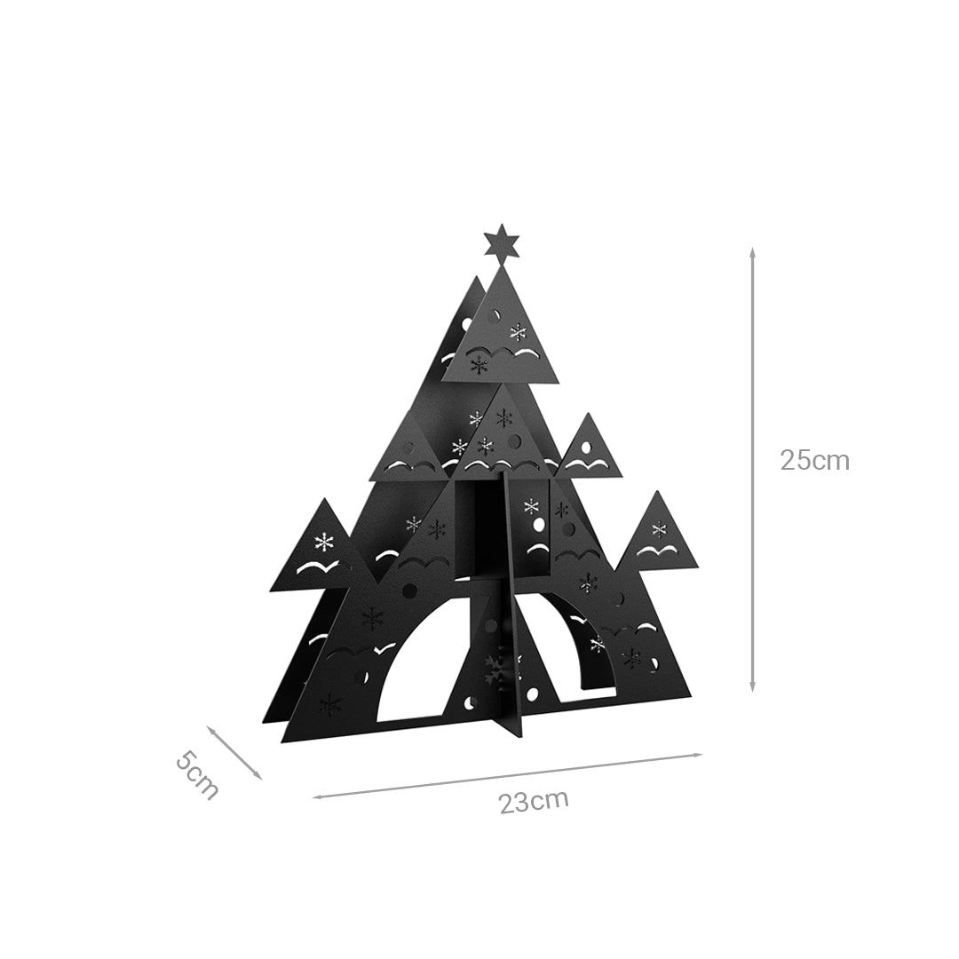 Adorno decorativo Árbol Navideño 3D Pino Frozen Estilo Minimalista Negro Mate
