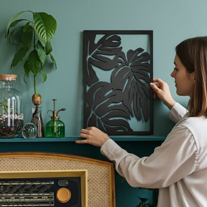 Cuadro decorativo de metal planta monstera - Taula