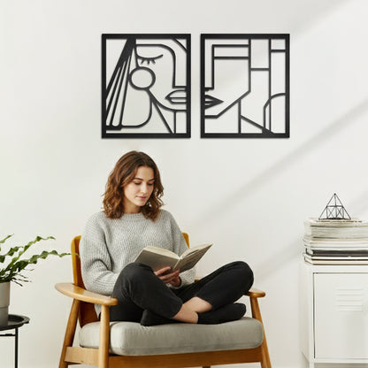 Cuadros decorativos de metal Rostros Abstractos 2 piezas - Taula