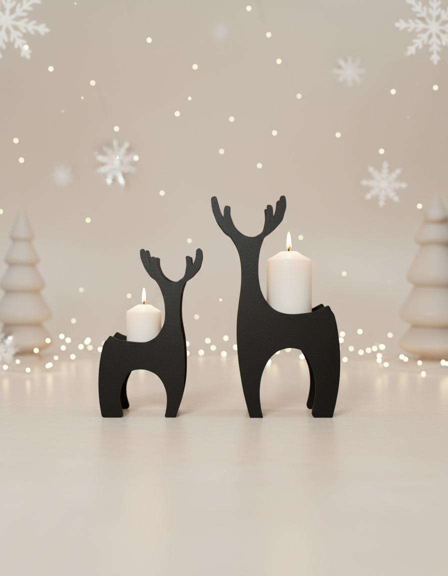 Adornos decorativos 2 Renos de Acero Minimalistas Negro Semi Mate - Taula