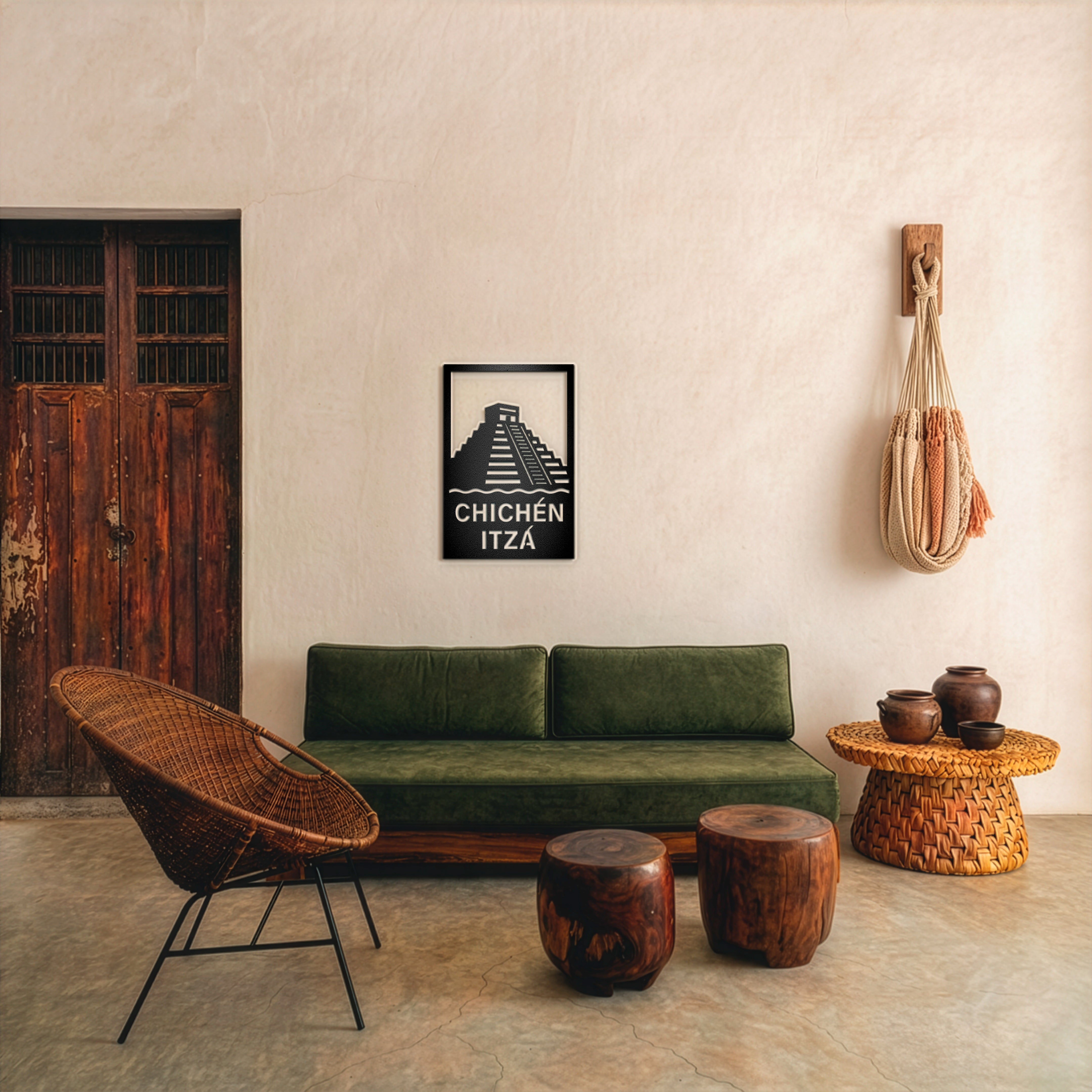 Cuadro Decorativo de Acero Chichén Itzá Estilo Moderno Negro Mate