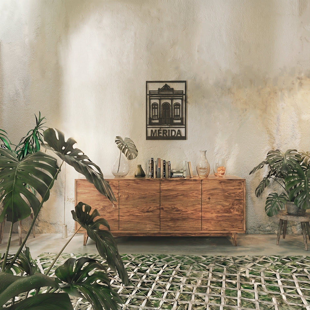 Cuadro Decorativo de Acero Mérida Estilo Moderno Negro Mate