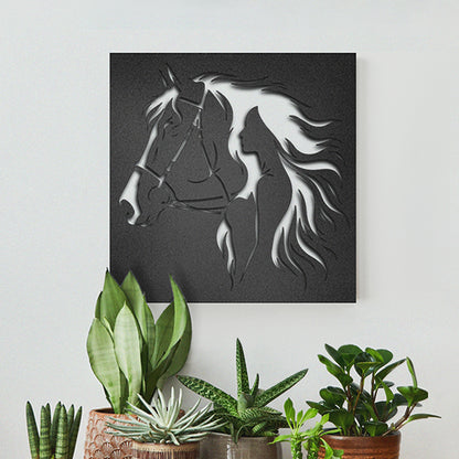 Cuadro decorativo de Metal Caballo y Silueta - Taula