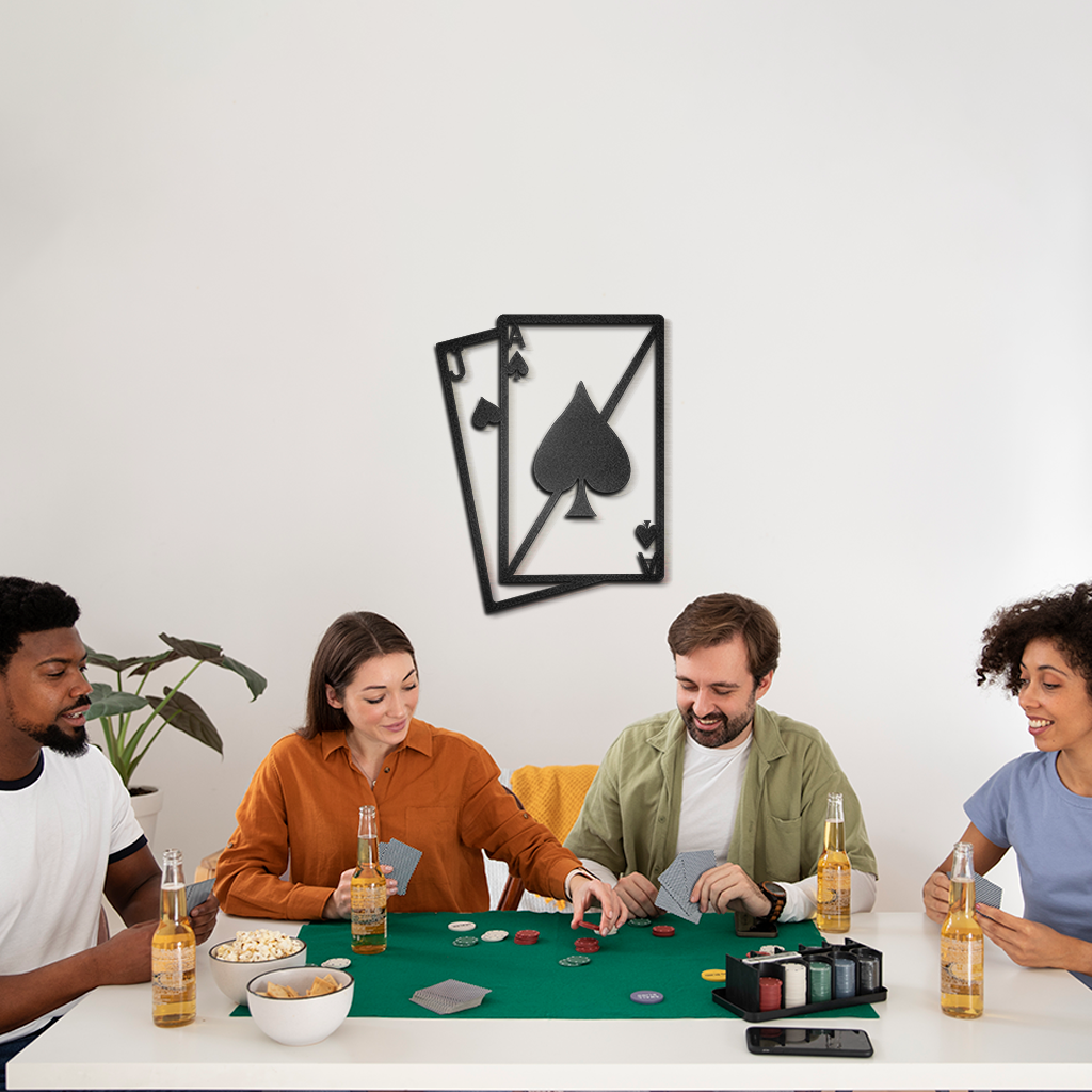 Cuadro de metal Cartas de Póker (As y J de espadas) - Taula