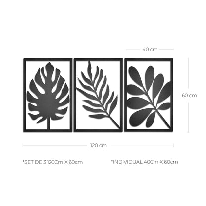 Cuadros decorativos de metal Plantas 3 piezas - Taula