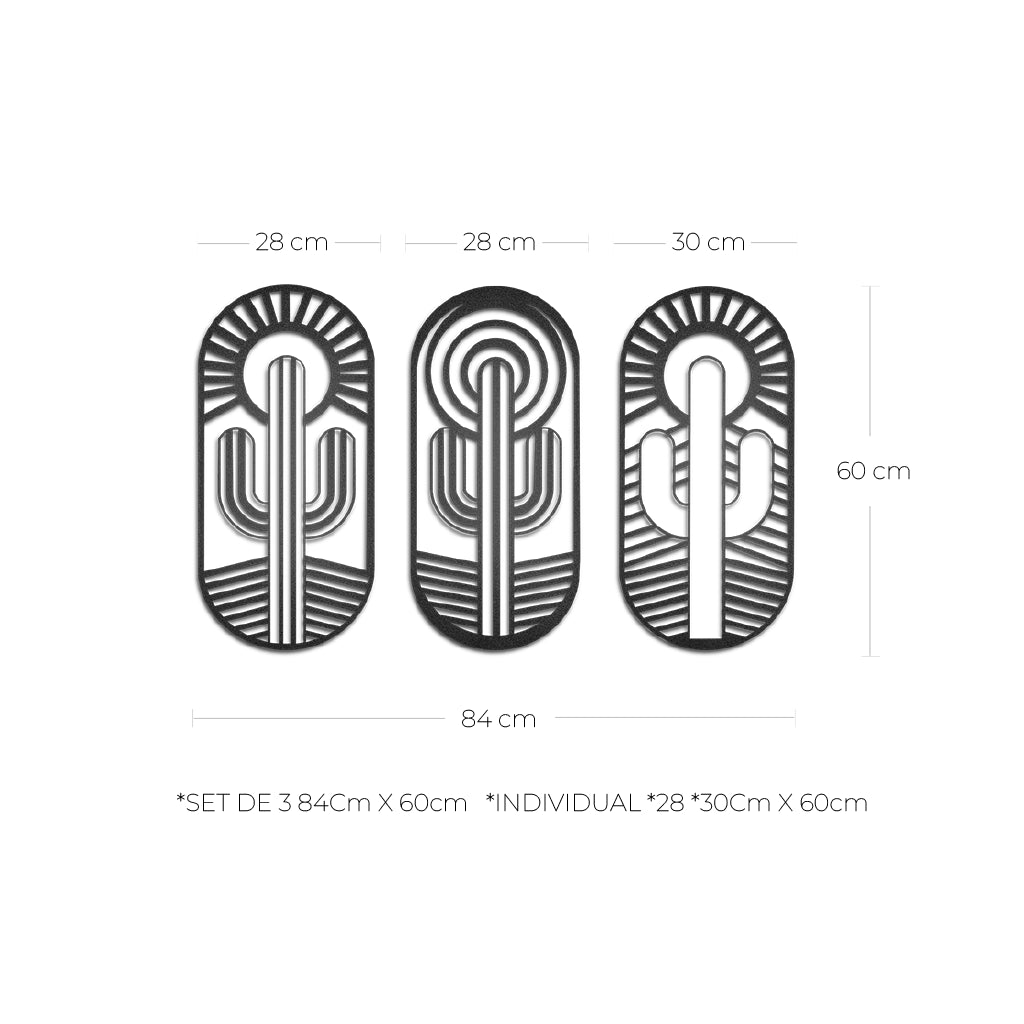 Cuadros decorativos de metal Cactus 3 piezas - Taula