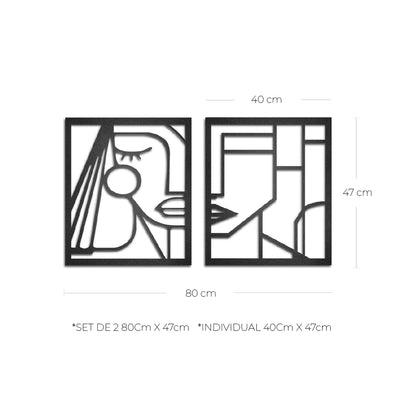 Cuadros decorativos de metal Rostros Abstractos 2 piezas - Taula