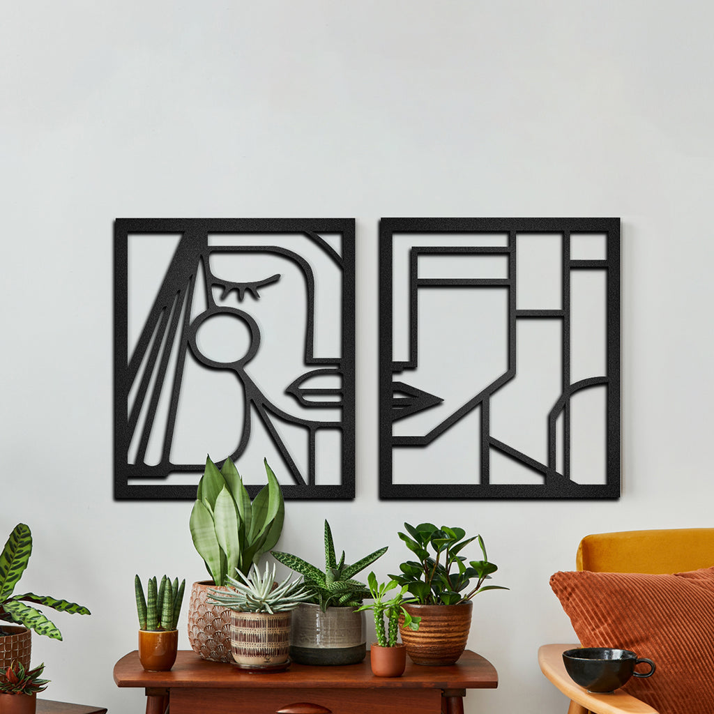 Cuadros decorativos de metal Rostros Abstractos 2 piezas - Taula