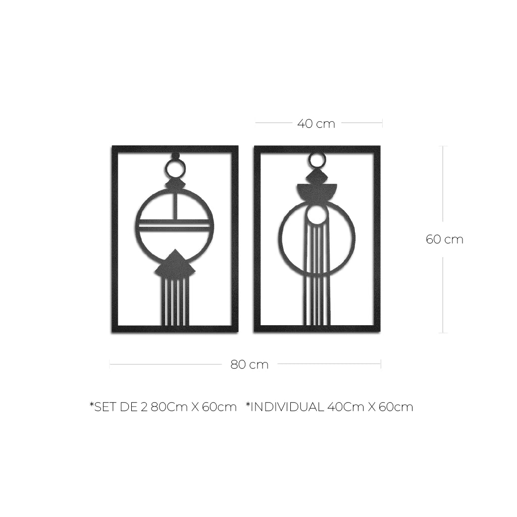 Cuadros decorativos en Metal Abstracto Macramé 2 piezas - Taula