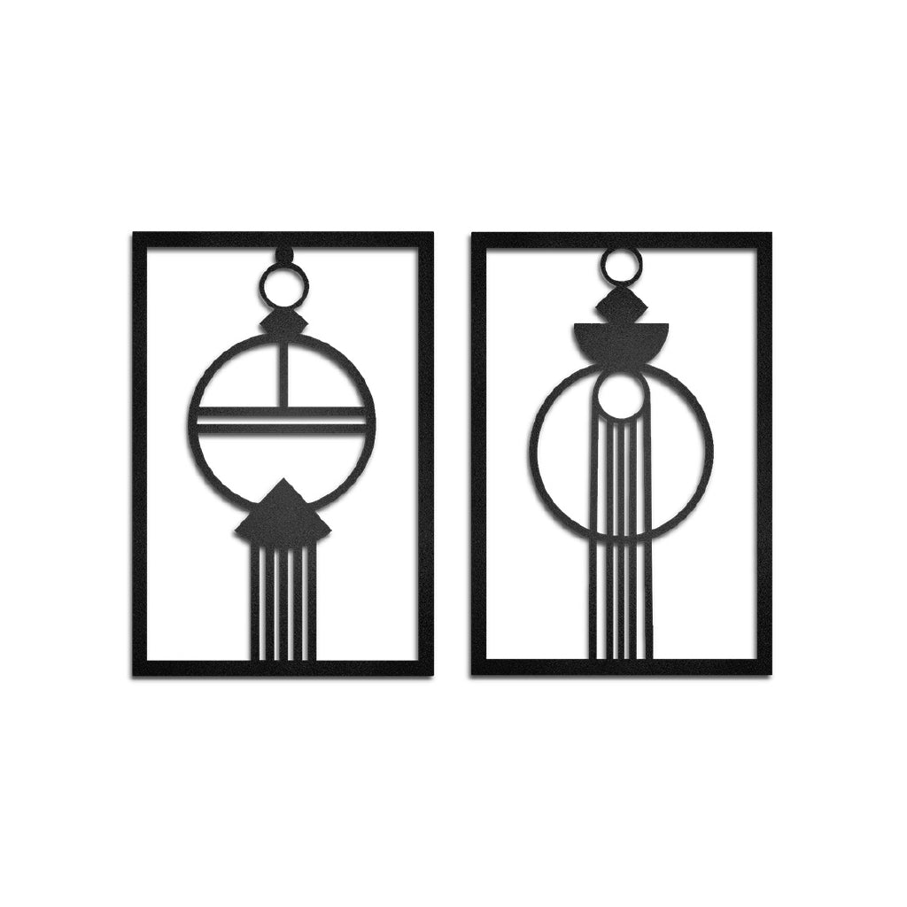 Cuadros decorativos en Metal Abstracto Macramé 2 piezas - Taula