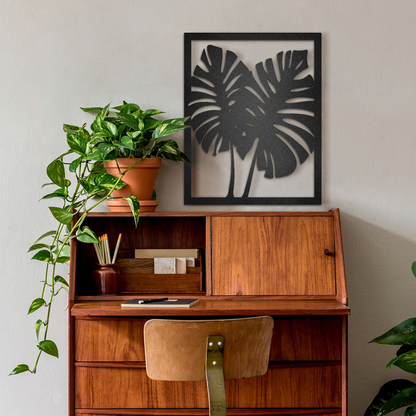 Cuadro decorativo hoja monstera en negro - Taula