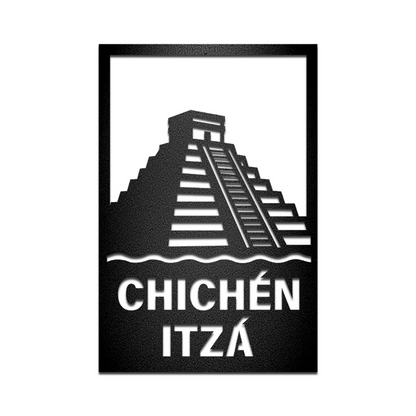 Cuadro Decorativo de Acero Chichén Itzá Estilo Moderno Negro Mate