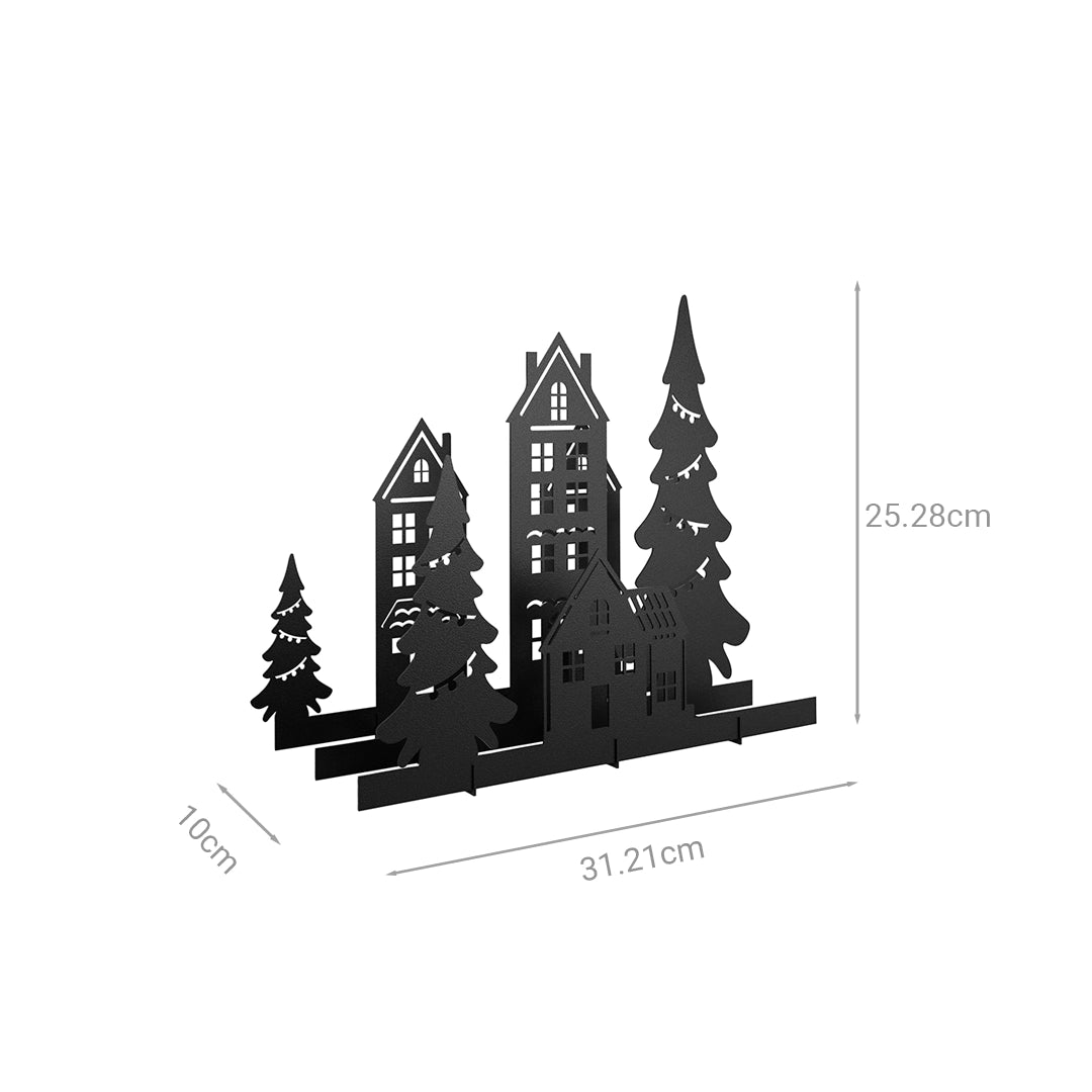 Adorno decorativo Villa Navideña 3D Estilo Minimalista Negro Mate